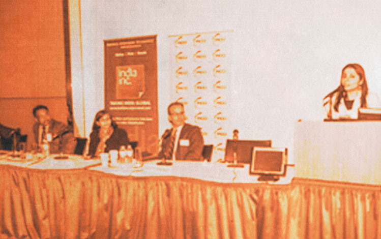 Woman presenting at Digital India roundtable discussion