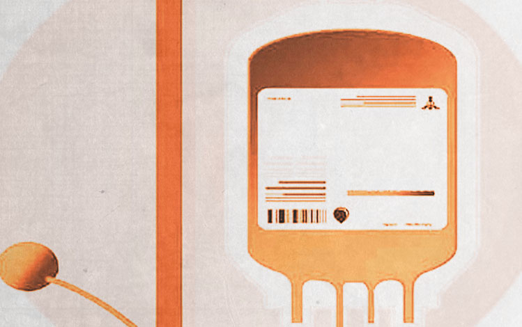 Drawing of a blood bag indicating a shortage