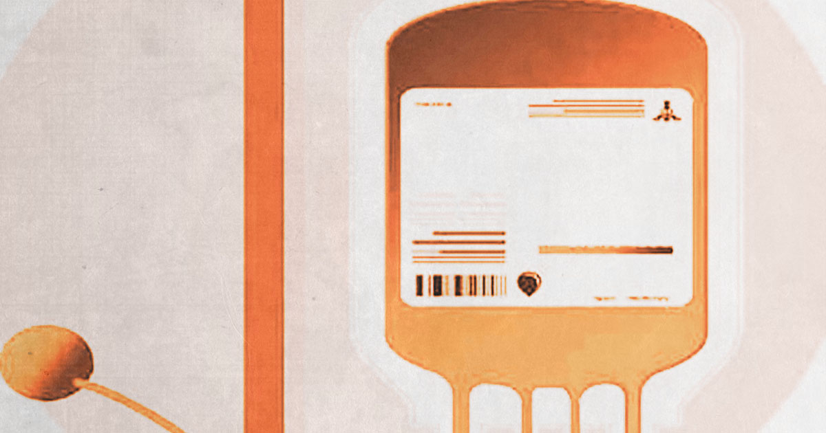 Drawing of a blood bag indicating a shortage