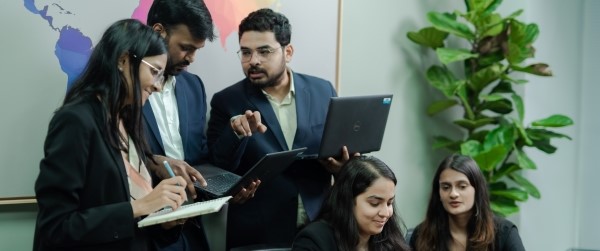 Group of employees working together